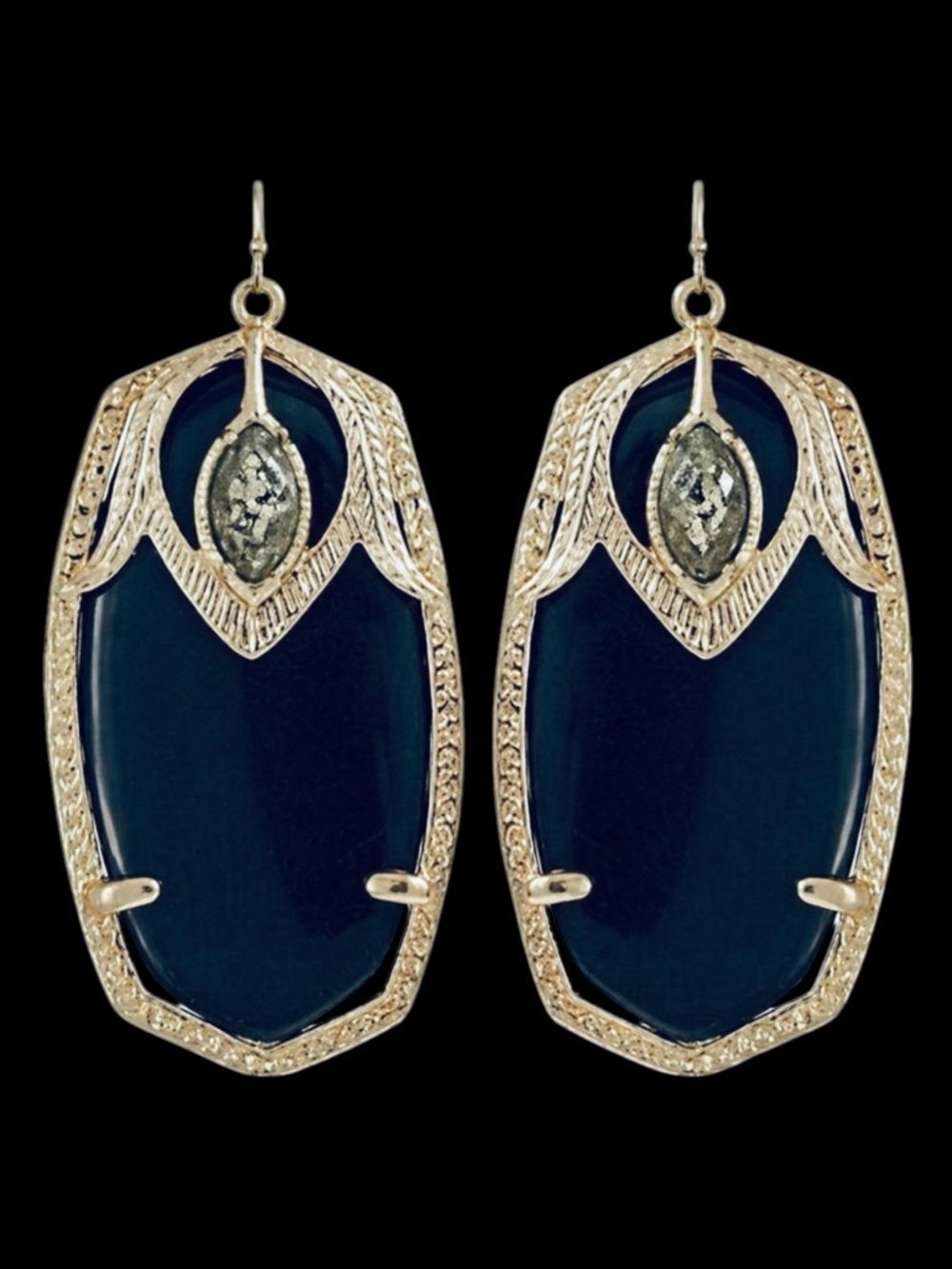 Kendra Scott Darby Gold Statement Earrings in Black Onyx & Pyrite